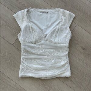 Abercrombie & Fitch Cream Lace Trim Top